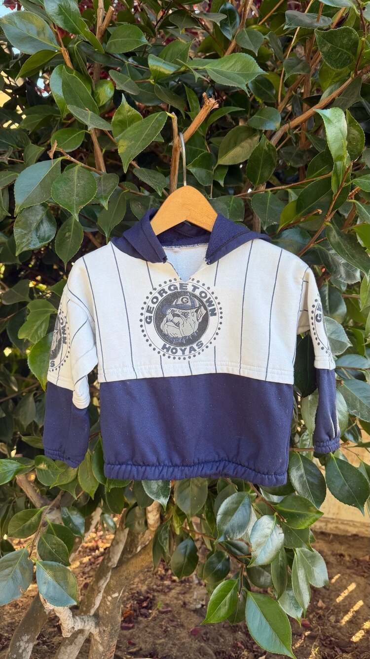 Vintage 90s Georgetown University Hoyas NCAA Pinstripe Hoodie Sweatshirt